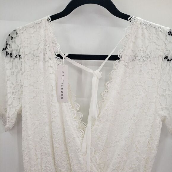 Baltic born Venice lace maxi Dress Womens Size Medium Short Sleeve V Neck V Back - Picture 12 of 13